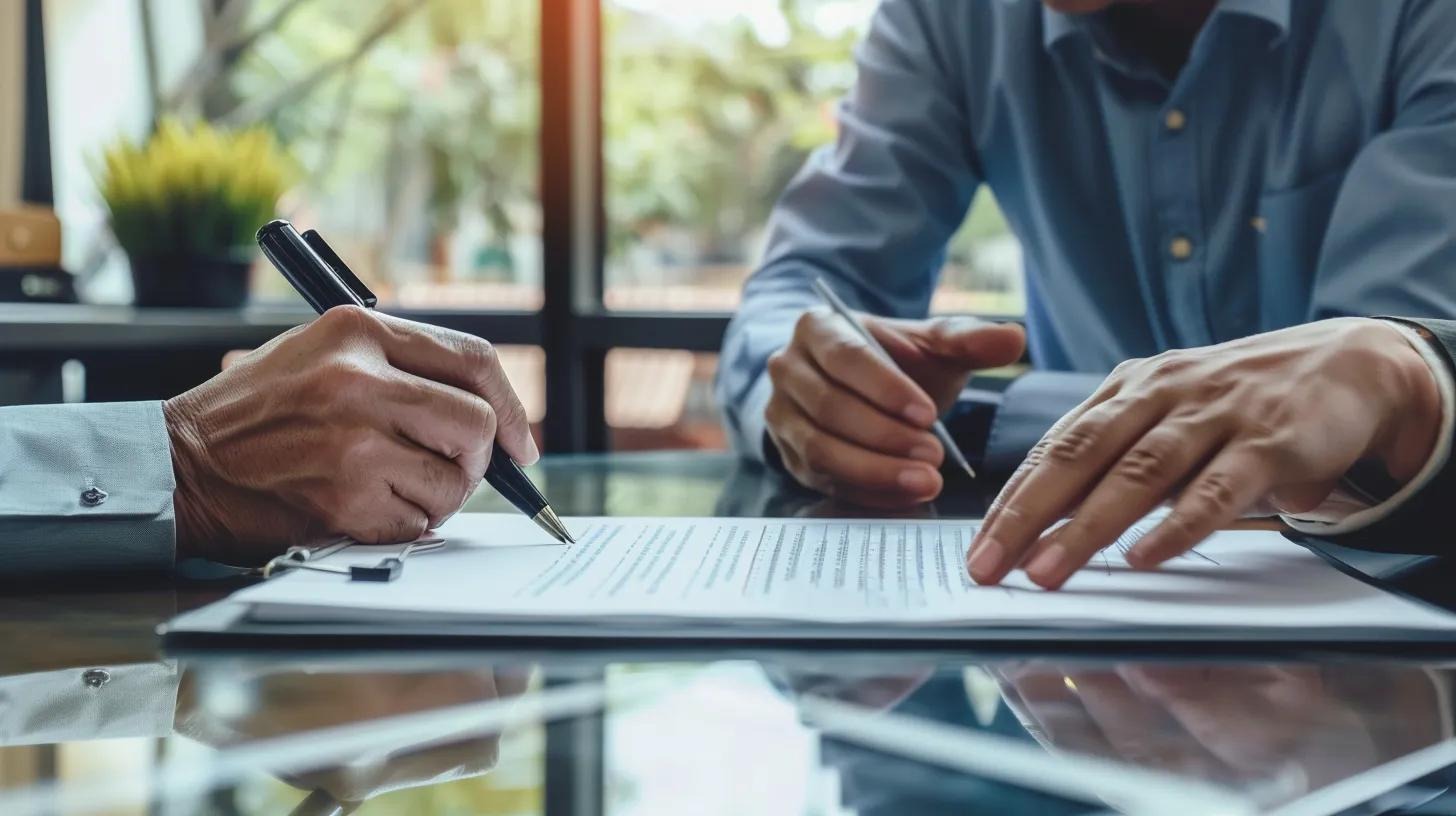 two men writing a contract | How to choose the best contract review software