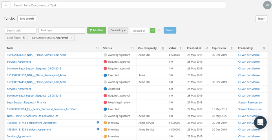 Matter management is for law firms Screenshot 1 Legal Task Dashboard Filters
