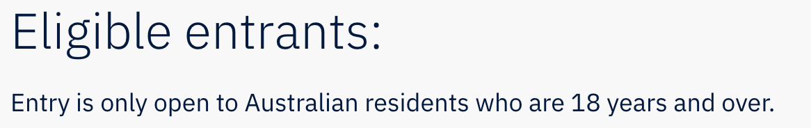 Terms & Conditions Eligible Entrants