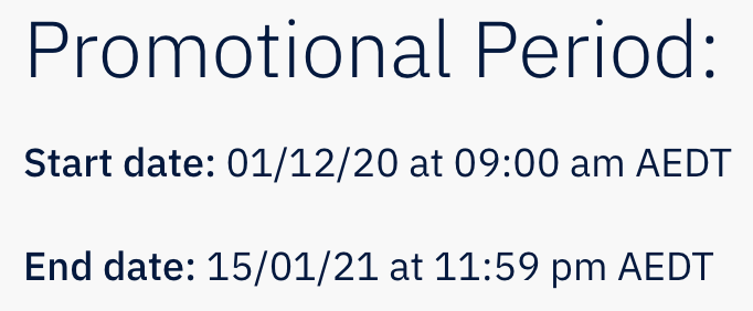 Promotional Period Dates